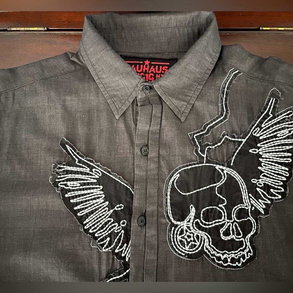 Bauhaus Winged Skull linen dress shirt